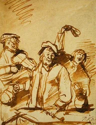 Drie vrolijke jonge mannen, 1660